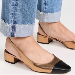 Veronica Beard Metallic Cecile Gold & Black Slingback size 9 NIB